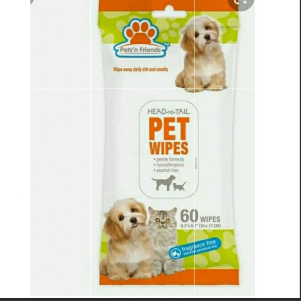 Pets n Friends Dogs & Cats Wipes, 60 Sheets